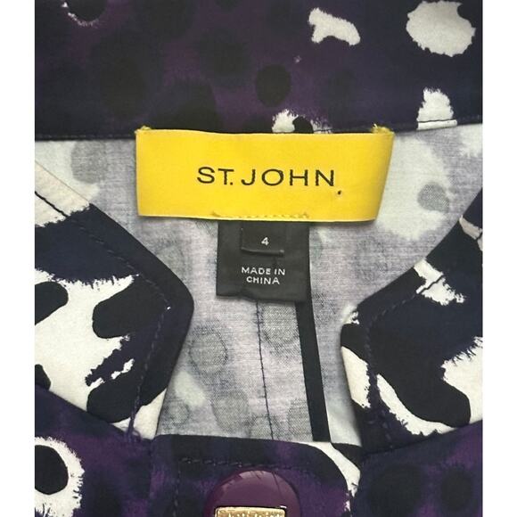 ST. JOHN COLLECTION Lightweight Jacket Leopard Print Blazer Office Career Purple - Picture 10 of 12